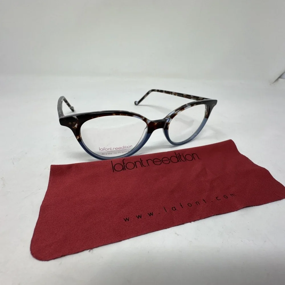 LAFONT Madame 341 Navy Tortoise Womens Semi Cat Eye Eyeglasses 50-17-140‎ New